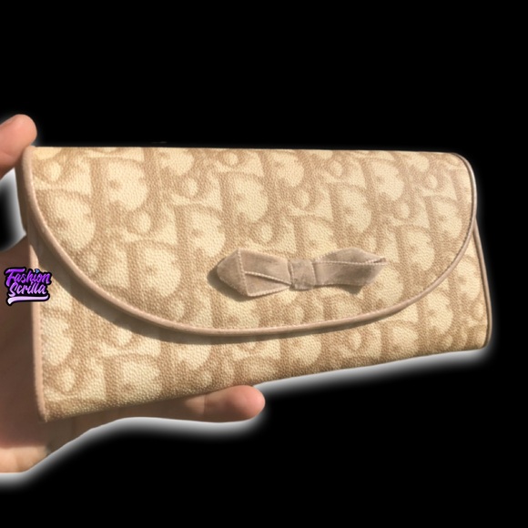 Christian Dior John Galliano Vintage Beige Trotter Monogram Logo Leather Wallet - Picture 16 of 16